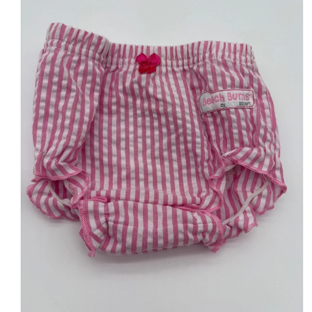 Baby Aspen Diaper Cover Baby‎ 0-6M Pink Excellent Seersucker Crab Beach Bums